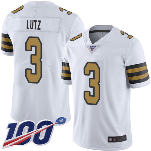 Men New Orleans Saints Limited White Wil Lutz Jersey NFL Football #3 100th Season Rush Vapor Untouchable Jersey->new orleans saints->NFL Jersey